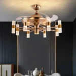 Large Chandelier Candle LED Decoration HC901 Noiseless DC Motor Livingroom Retractable Ceiling Fans with Lights
