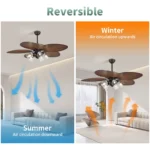 52 Inches Iron Blade Polychromatic Adjustable Smart Yuta App Remote Control HC554 Ceiling Led Chandelier Fan Ceiling