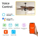 52 Inches Iron Blade Polychromatic Adjustable Smart Yuta App Remote Control HC554 Ceiling Led Chandelier Fan Ceiling