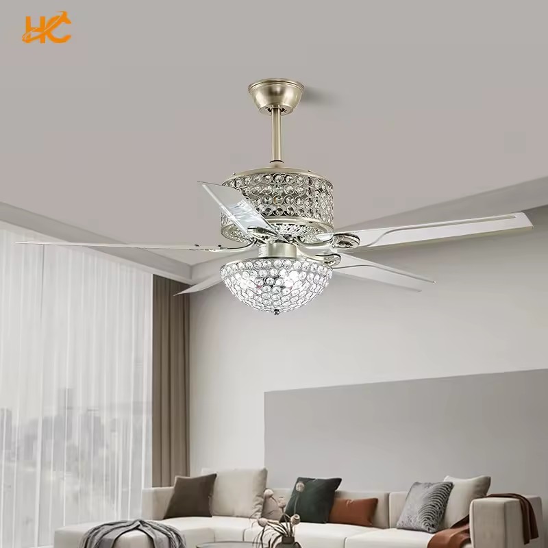 OEM ODM super silent bedroom chandelier BLDC motor living room crystal fan lamps light