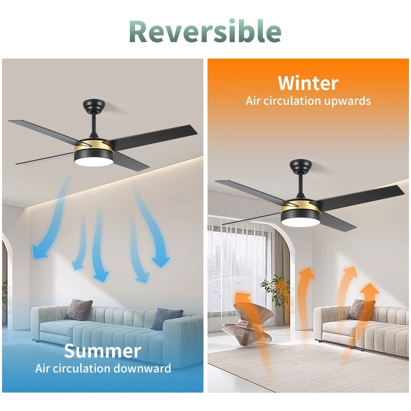 42inches Europe Style Golden Black Remote Control 4blades Ceiling Fan with Light