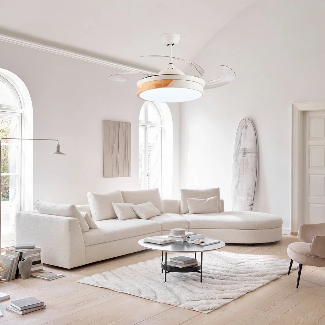 European Style Silence High Speed 4blades PC Invisible Ceiling Fan Light