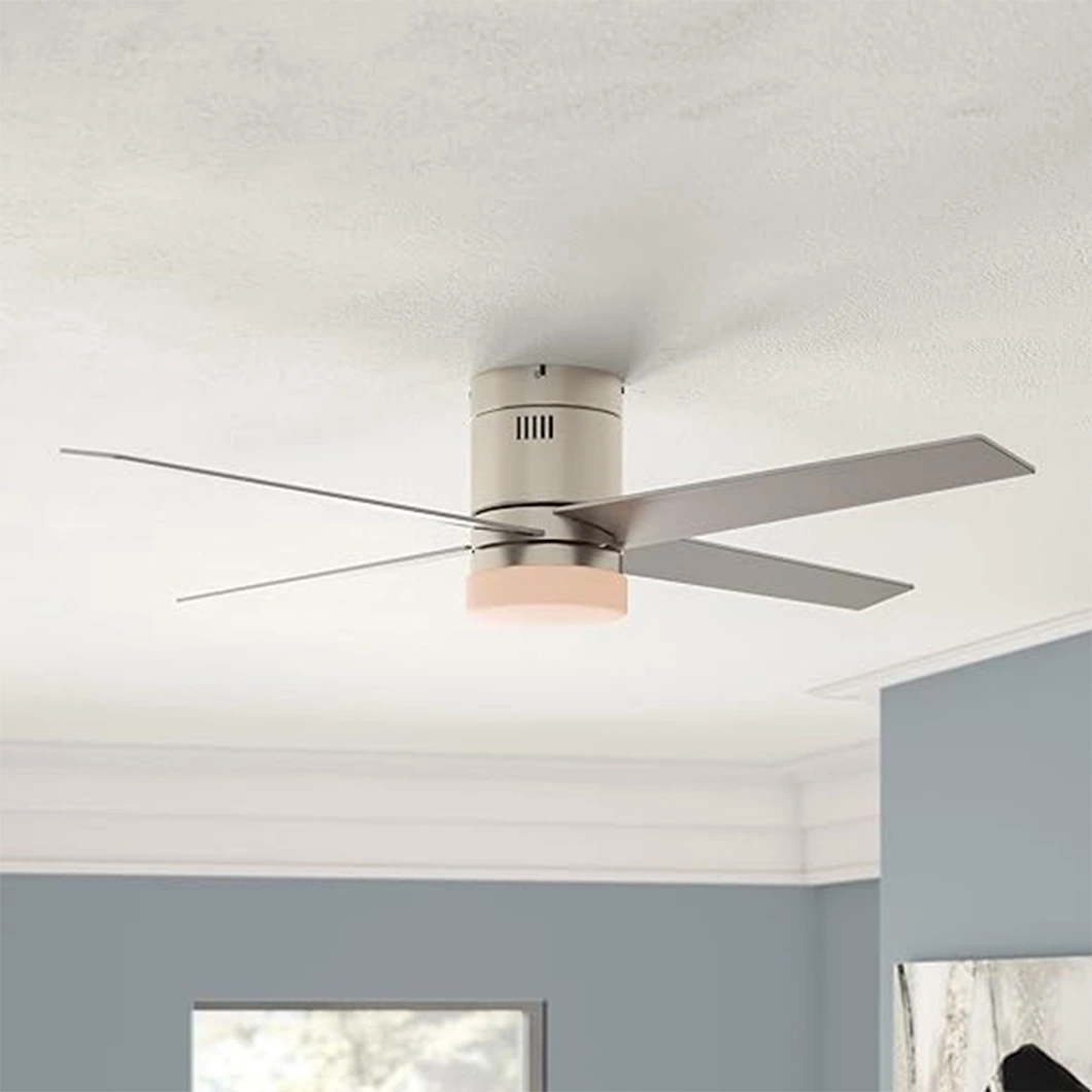 Modern LED Lighting Remote Control Copper Motor Silver Ceiling Fan with Light