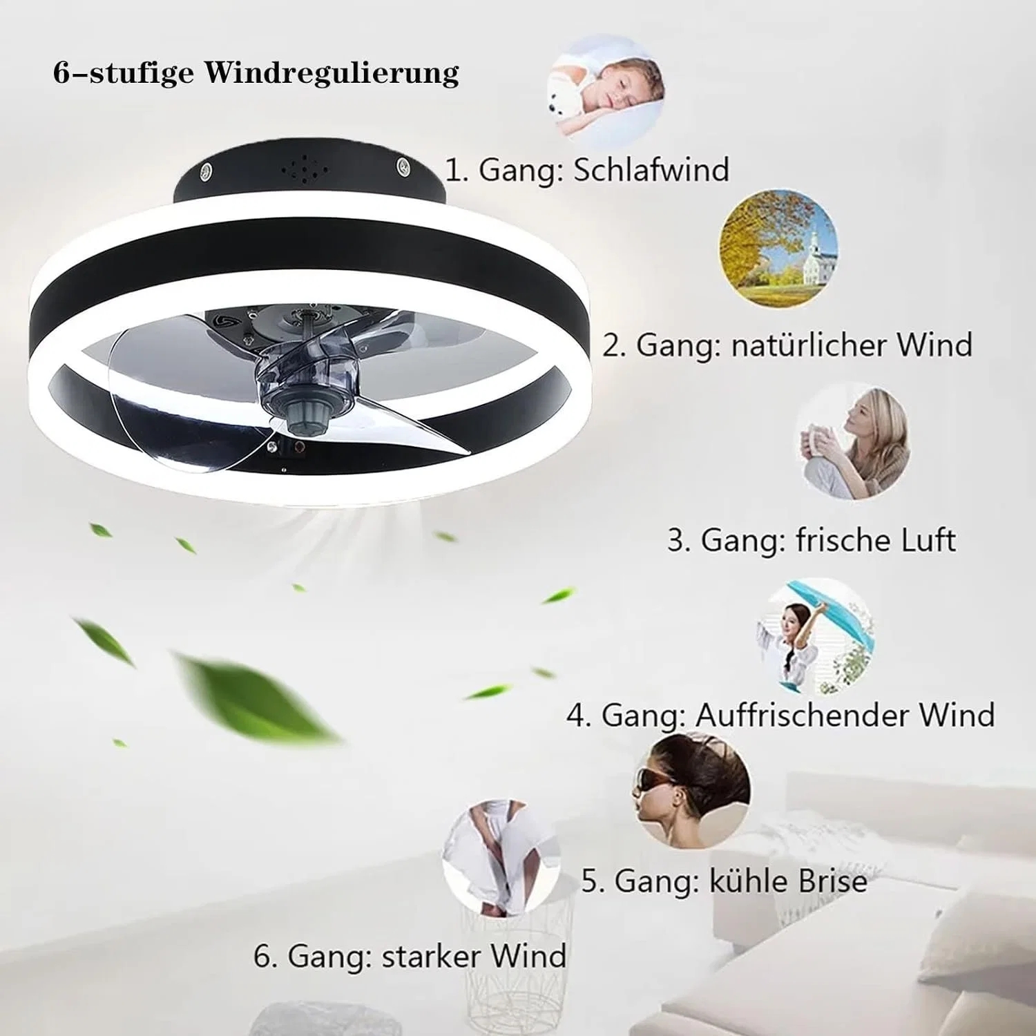 Modern Style Bedroom Low Noise Ceiling Fan Light